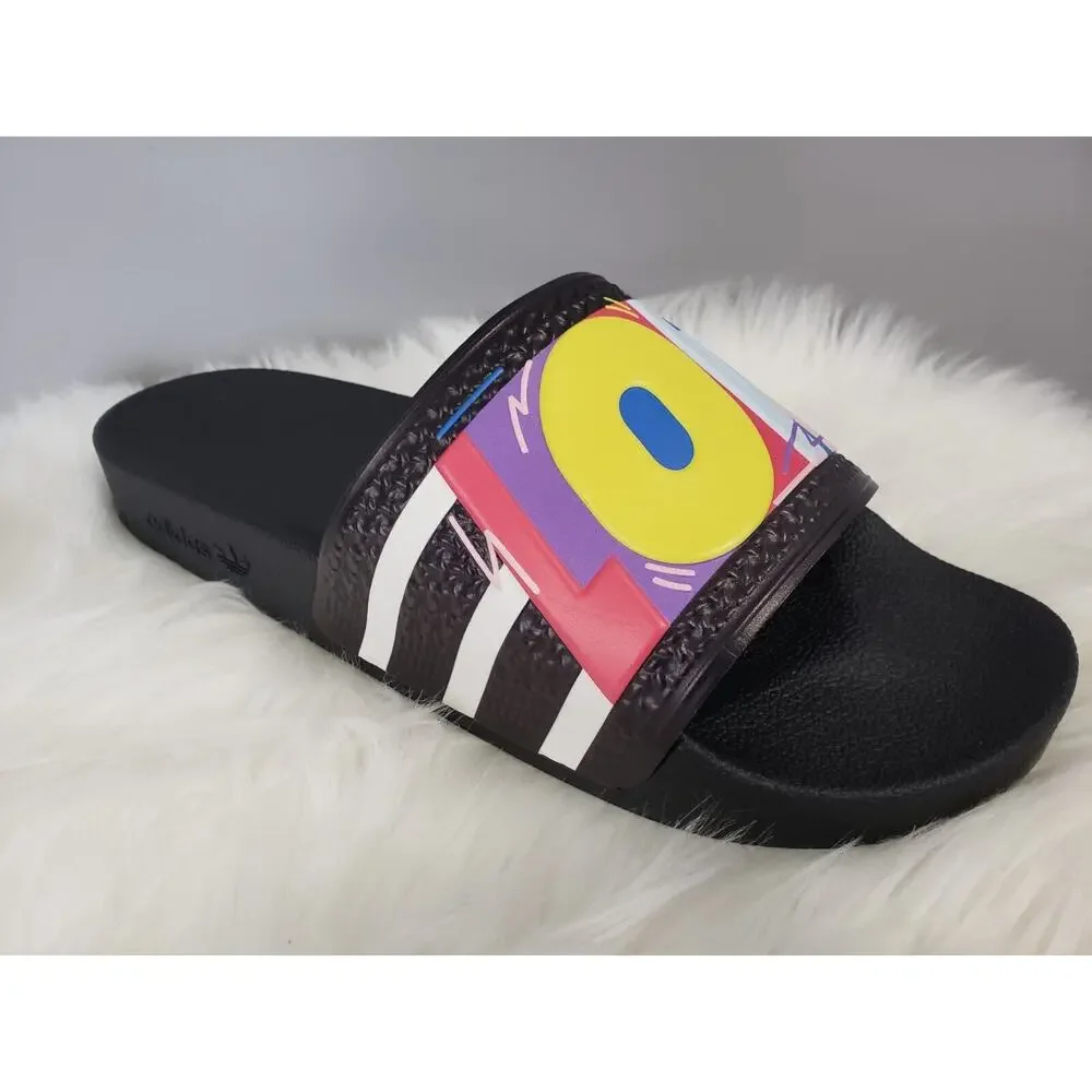 NEW Adidas Men 12 Adilette Slide Sandal Gay Pride LGBTQ Ally LOVE UNITES rainbow